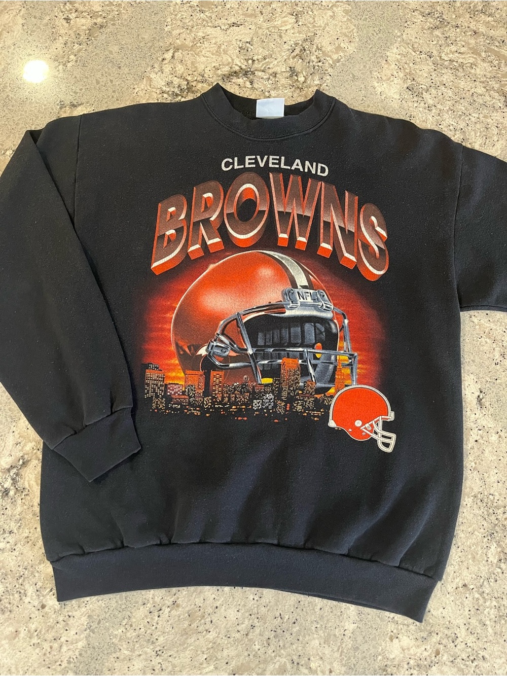 Vintage 90s Cleveland Browns Black Graphic Crewneck Sweatshirt
